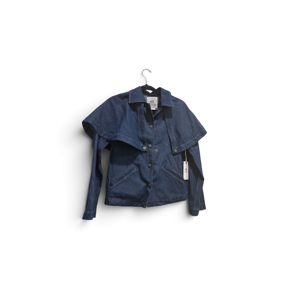 Stetson Women Denim Cape Coastal Cowgirl Jacket Snap Front Western Indigo XS NWT